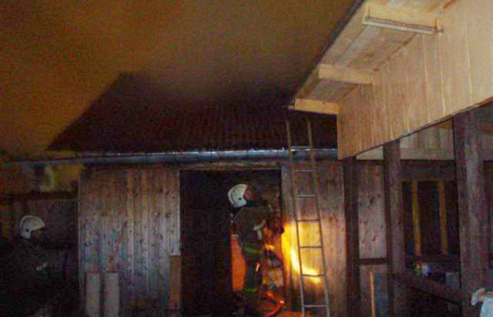 Пожар в хозяйственной постройке в городском округе Волоколамский